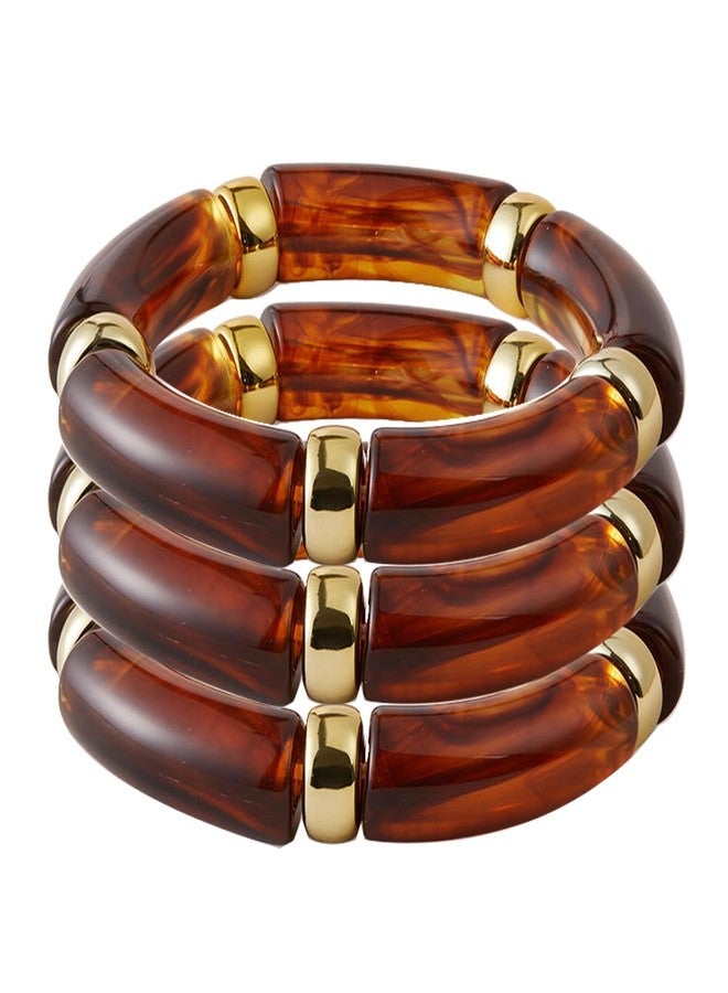 KOLODOGO 3PCS Chunky Bangles Bracelets for Women Stackable Chunky Bracelets Acrylic Bamboo Bracelet Stretch Bracelets for Women as Jewelry Gift - Image 1