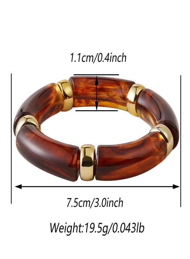 KOLODOGO 3PCS Chunky Bangles Bracelets for Women Stackable Chunky Bracelets Acrylic Bamboo Bracelet Stretch Bracelets for Women as Jewelry Gift - Image 4