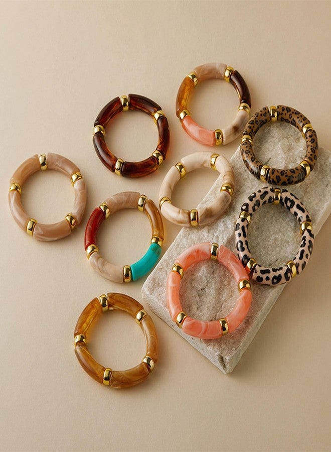 KOLODOGO 3PCS Chunky Bangles Bracelets for Women Stackable Chunky Bracelets Acrylic Bamboo Bracelet Stretch Bracelets for Women as Jewelry Gift - Image 5