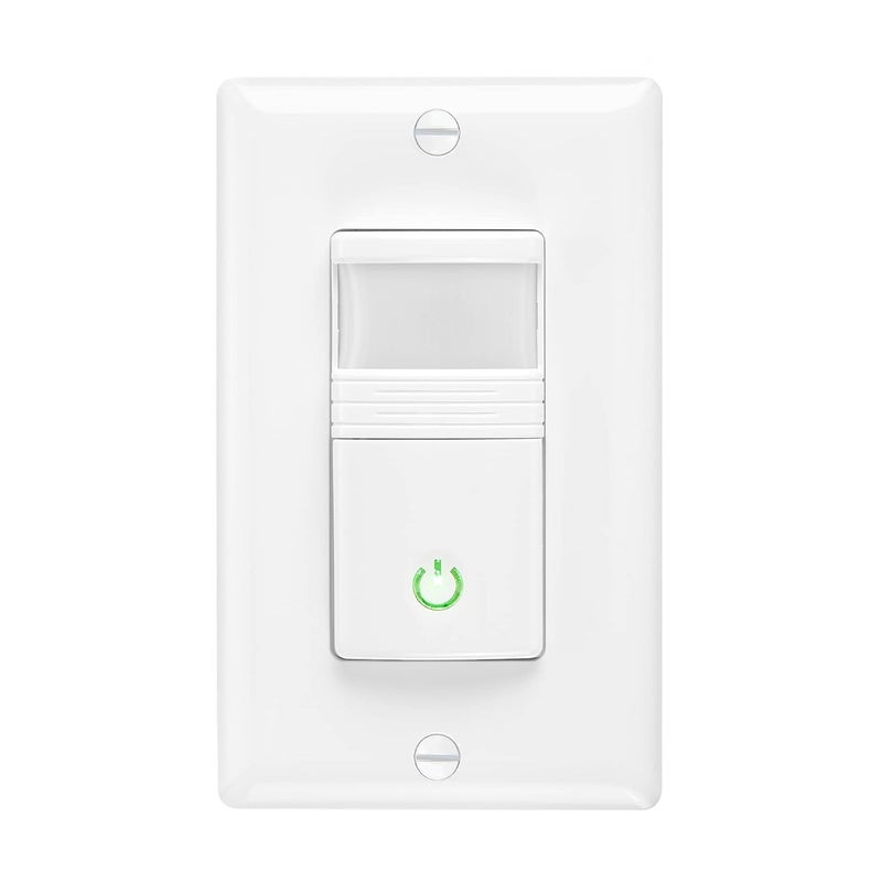 Maxxima Occupancy Vacancy Motion Sensor PIR Wall Switch, 3-Way or Single Pole Wall Plate Included, Commercial or Residential, 120-277V - Image 1