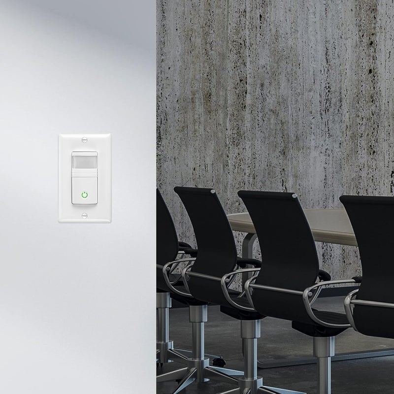 Maxxima Occupancy Vacancy Motion Sensor PIR Wall Switch, 3-Way or Single Pole Wall Plate Included, Commercial or Residential, 120-277V - Image 3