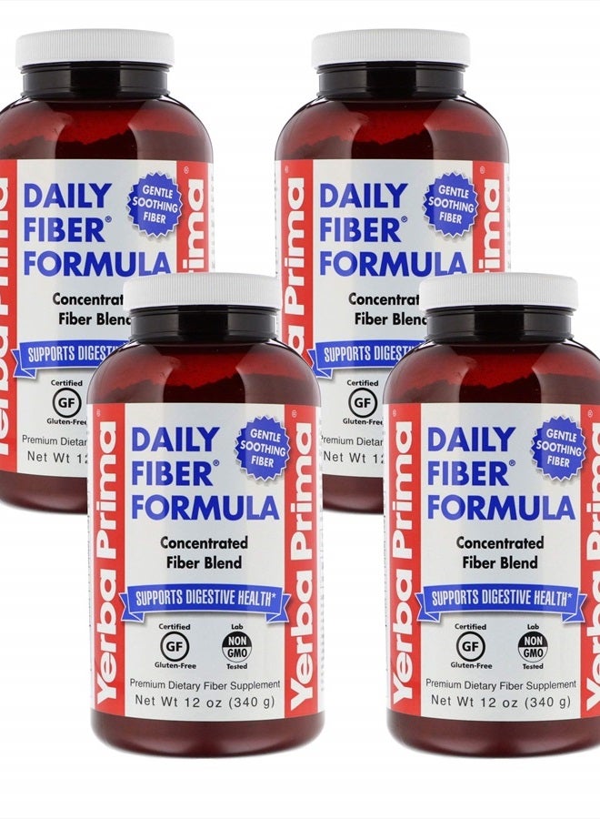 Yerba Prima Daily Fiber Formula Powder - 12 oz (Pack of 4) - Soluble & Insoluble Dietary Fiber Supplement - Gut Health - Vegan, Non-GMO, Gluten-Free - Image 1