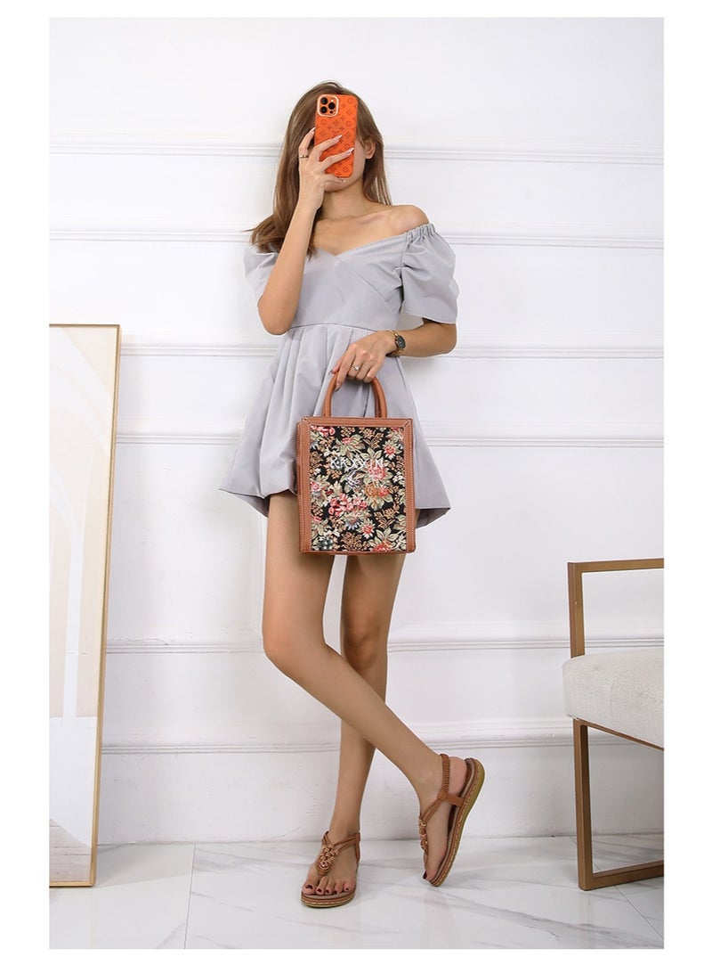 NIBEMINENT Summer Sandals Women's Fashion Bohemian Wooden Wood Beaded Flats Flat Casual Shoes Breathable Beach Comfortable - Image 3