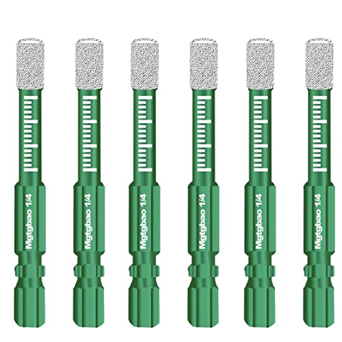 Mgtgbao 6pc Green1/4” Dry Diamond Drill Bits Set，6PCS 6mm Hex Shank Core Drill Bit Brazed with Cooling Wax for Porcelain Tile Ceramic Concrete Granite Marble Hard Materials (not for Wood). - Image 1