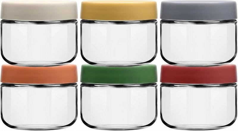 EONJOE 8oz Small Glass Containers with Lids, Food Storage Jars, 6pk | Perfect for Chia Pudding Jam Snacks Yogurt Overnight Oats Candy ,Dishwasher safe,Airtight - Image 1