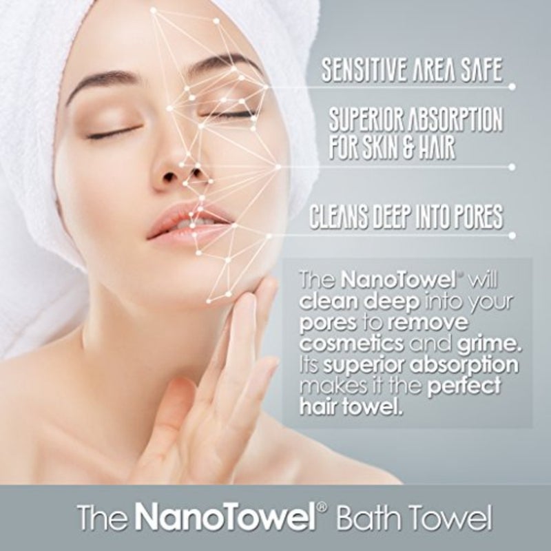 Nano Towels Body Bath and Shower Towel. Huge and Super Absorbent. Wipes Away Dirt, Oil and Cosmetics. Use As Your Sports, Travel, Fitness,,Beauty, Spa Or Salon Luxury Towel. 30 x 55", Grey - Image 3