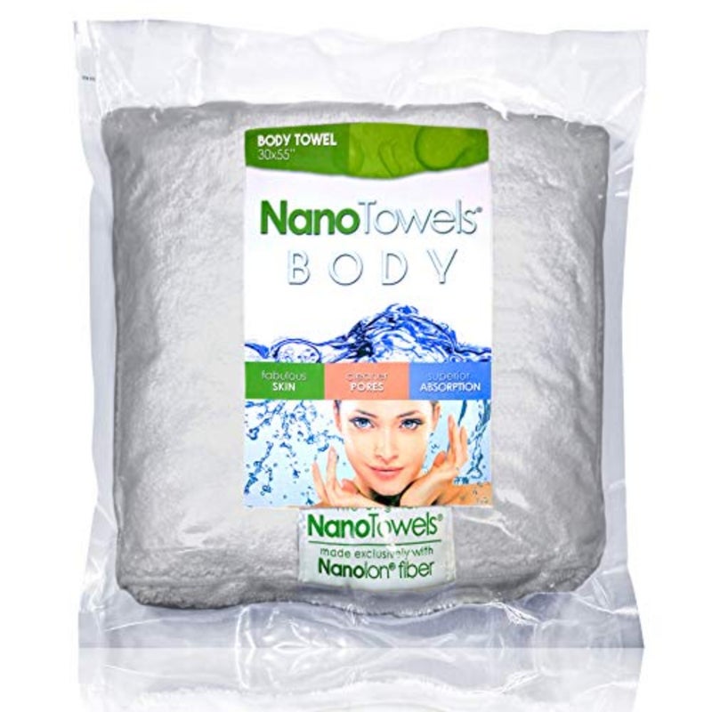 Nano Towels Body Bath and Shower Towel. Huge and Super Absorbent. Wipes Away Dirt, Oil and Cosmetics. Use As Your Sports, Travel, Fitness,,Beauty, Spa Or Salon Luxury Towel. 30 x 55", Grey - Image 1