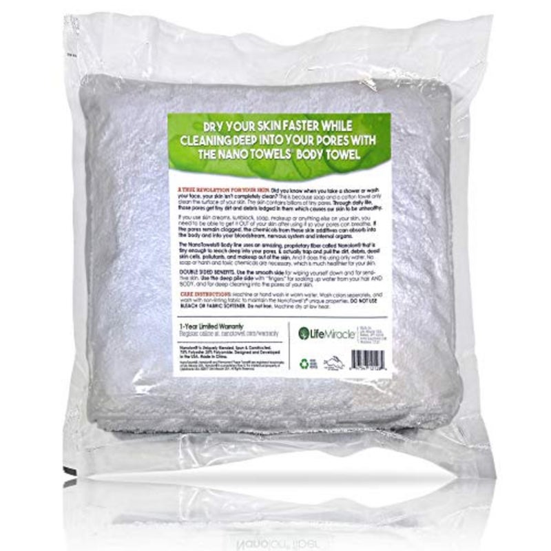 Nano Towels Body Bath and Shower Towel. Huge and Super Absorbent. Wipes Away Dirt, Oil and Cosmetics. Use As Your Sports, Travel, Fitness,,Beauty, Spa Or Salon Luxury Towel. 30 x 55", Grey - Image 5