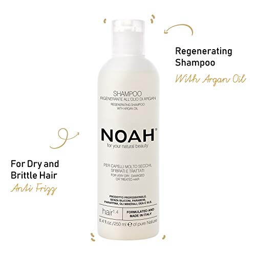 Noah - 1.4 Hair Regeneration Argan Oil Shampoo - Anti Frizz, Dry and Brittle Hair Repair, Vegan, Cruelty Free, Gentle Scalp - Natural Daily Shampoo 8.45 fl.oz - Image 2