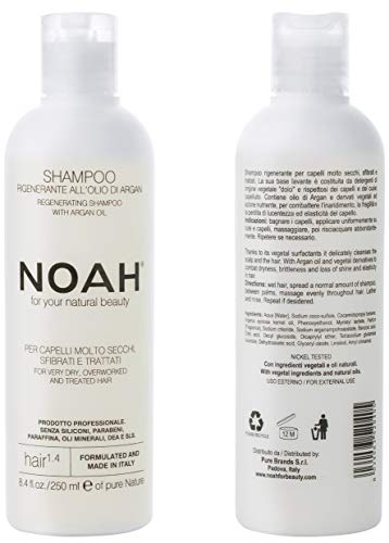 Noah - 1.4 Hair Regeneration Argan Oil Shampoo - Anti Frizz, Dry and Brittle Hair Repair, Vegan, Cruelty Free, Gentle Scalp - Natural Daily Shampoo 8.45 fl.oz - Image 1