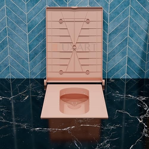 LUXART Indian Toilet Cover Square 56L x 42W | Pink 21 Inch Pink Orissa Pan Toilet Seat Cover | PP Commode Seat Cover | Lid for Indian Commodes with Easy Installation Kit - Image 5