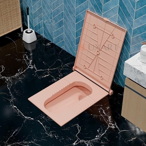 LUXART Indian Toilet Cover Square 56L x 42W | Pink 21 Inch Pink Orissa Pan Toilet Seat Cover | PP Commode Seat Cover | Lid for Indian Commodes with Easy Installation Kit - Image 3