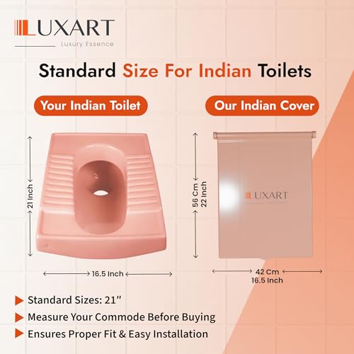 LUXART Indian Toilet Cover Square 56L x 42W | Pink 21 Inch Pink Orissa Pan Toilet Seat Cover | PP Commode Seat Cover | Lid for Indian Commodes with Easy Installation Kit - Image 2