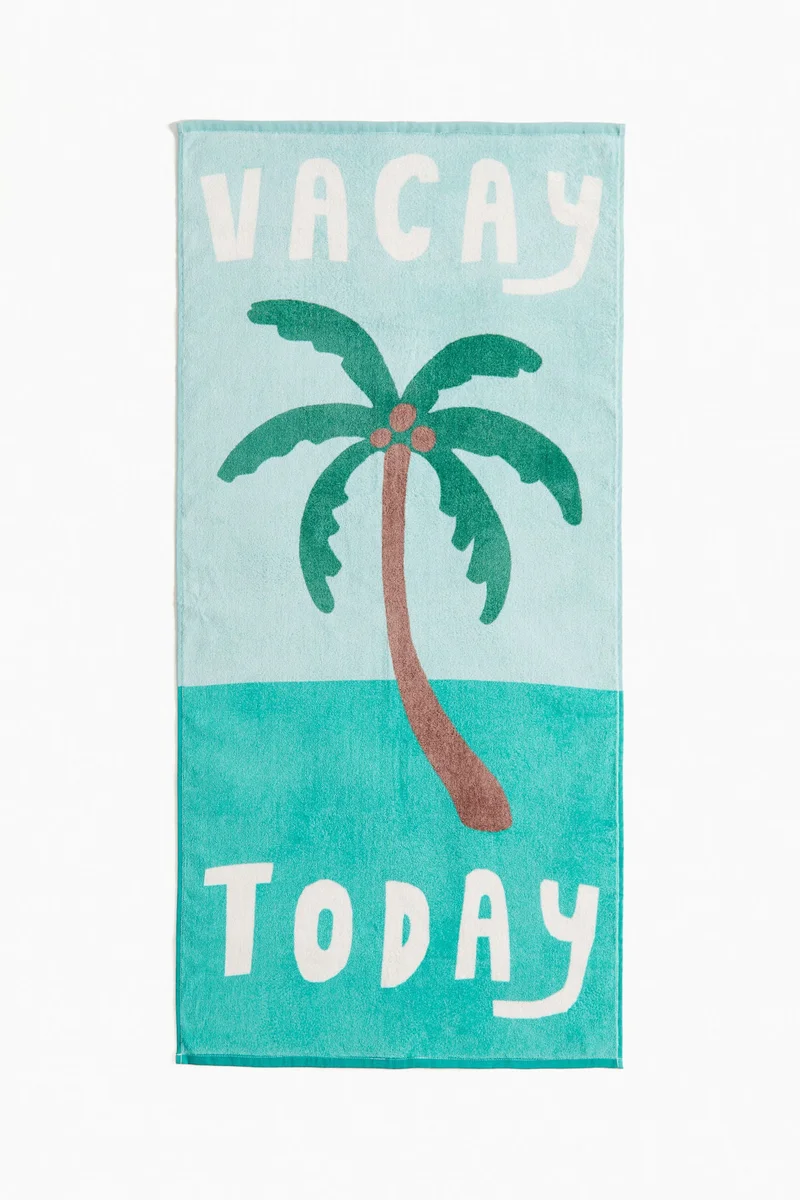 اتش اند ام منشفة للحمام مزينة بنقوش