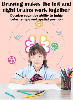 ZCM-HAPPY 208-Piece Children Drawing Set for Kids with Oil Pastels Crayons Colored Pencils Markers Folding Artboard  - Image 5