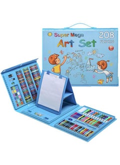 ZCM-HAPPY 208-Piece Children Drawing Set for Kids with Oil Pastels Crayons Colored Pencils Markers Folding Artboard  - Image 1