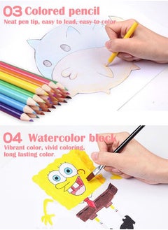 ZCM-HAPPY 208-Piece Children Drawing Set for Kids with Oil Pastels Crayons Colored Pencils Markers Folding Artboard  - Image 4