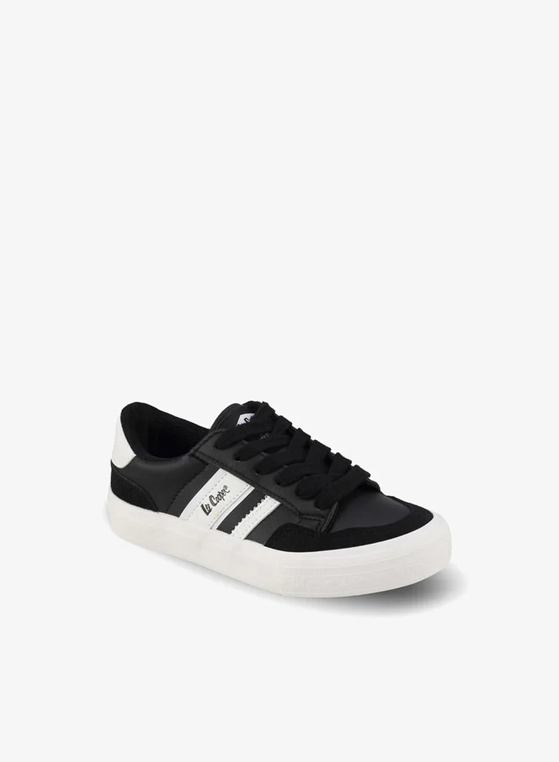 لي كوبر Boys Logo Print Lace-Up Ankle Sneakers