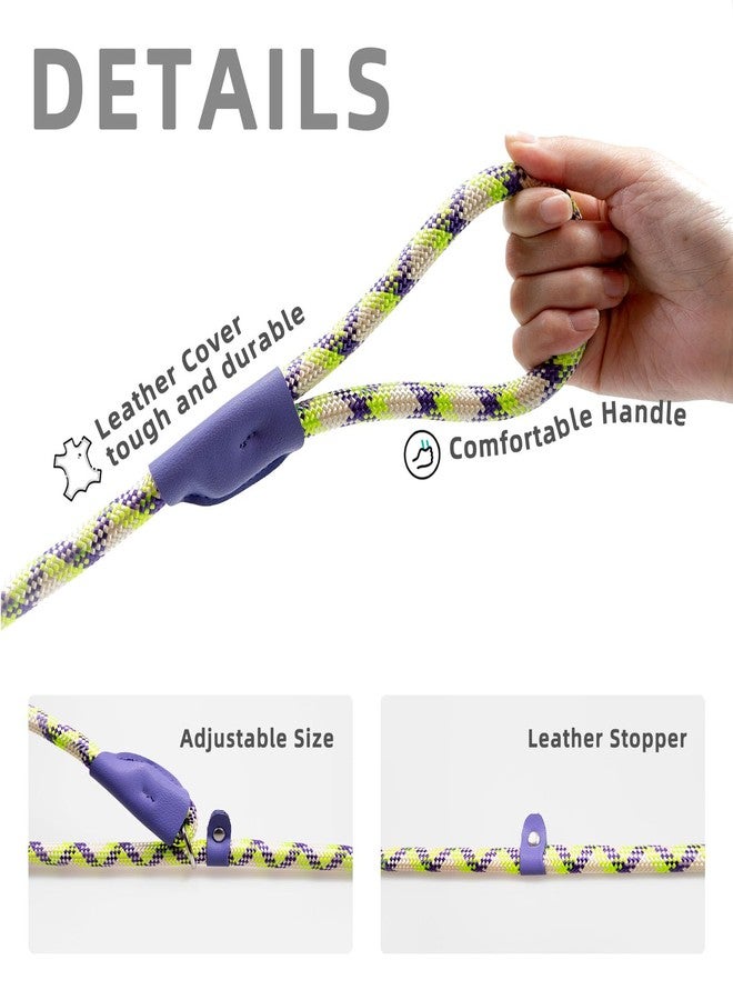 POUPUA Durable Slip Leads for Dogs, Heavy Duty Strong Rope Slip Leash for Large, Medium Dogs No Pull Training Leashes (Purple and Green Alternating Set, 1/2" x 6 FT (30~120 lbs.)) - Image 4
