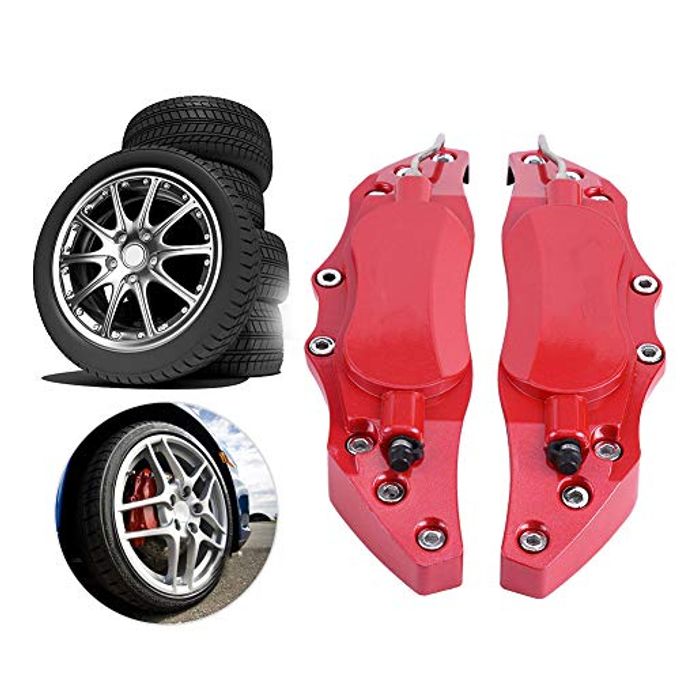 Acouto Car Brake Caliper Cover 2Pcs Car Aluminum Brake Caliper Protector Cover For Wheel Hub 16In-17In Medium A Pair Of Brake Caliper Cover Brake Caliper Protector Cover (Red) - Image 3