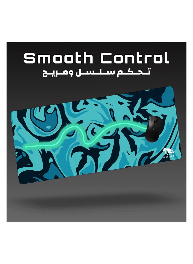 Extended Large Gaming Mouse Pad 100 X 50 cm XXL Full Desk Art style & Mousepad Non-Slip Rubber Base Big Keyboard Mat with Stitched Edges water resist for Gaming from Yasa ( Swiril Blue)