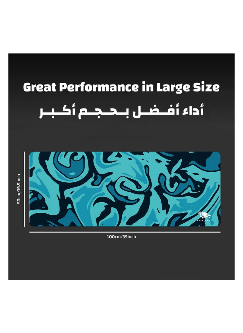 Extended Large Gaming Mouse Pad 100 X 50 cm XXL Full Desk Art style & Mousepad Non-Slip Rubber Base Big Keyboard Mat with Stitched Edges water resist for Gaming from Yasa ( Swiril Blue)