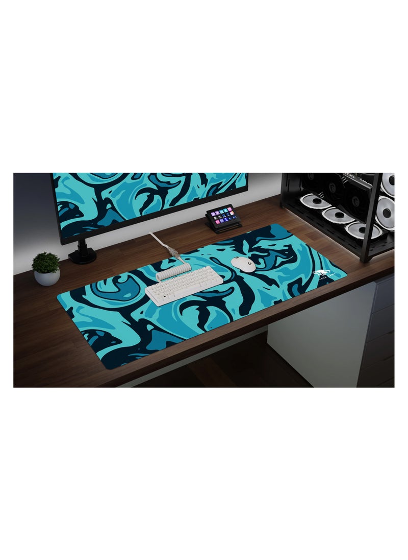 Extended Large Gaming Mouse Pad 100 X 50 cm XXL Full Desk Art style & Mousepad Non-Slip Rubber Base Big Keyboard Mat with Stitched Edges water resist for Gaming from Yasa ( Swiril Blue)