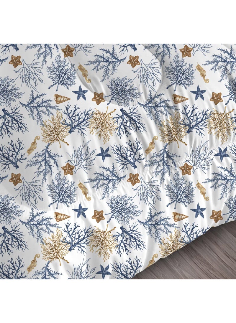 FUYEUN FUYEUN Ocean Coral Comforter Set Queen  Coastal Bedding for Boys Girls Women Teen Bedroom  Beach Nature Starfish Theme Pattern Qulit Sets  1 Comforter  2 Pillowcases  - Image 2