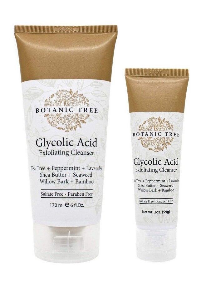 Botanic Tree Glycolic Acid Face Wash Exfoliating Facial Cleanser For Facial Skin Care Acne Treatment Face Scrub 10% Glycolic and Salicylic Acid 6 fl oz Botanic Tree (Pack of 2 Buy 1 Get 1 Travel Size)  - Image 2