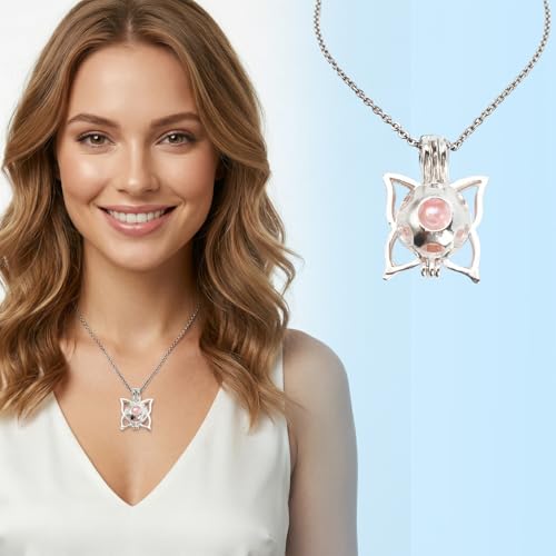 POSHOPS Natural Oyster Pearl,Freshwater Oval Pearls Cultured Oysters Love Wish Pearls DIY Necklace Making Kit, Anniversary Decoration for Jewelry Making Gifts(4PCs/Lot, Butterfly Necklace) - Image 5