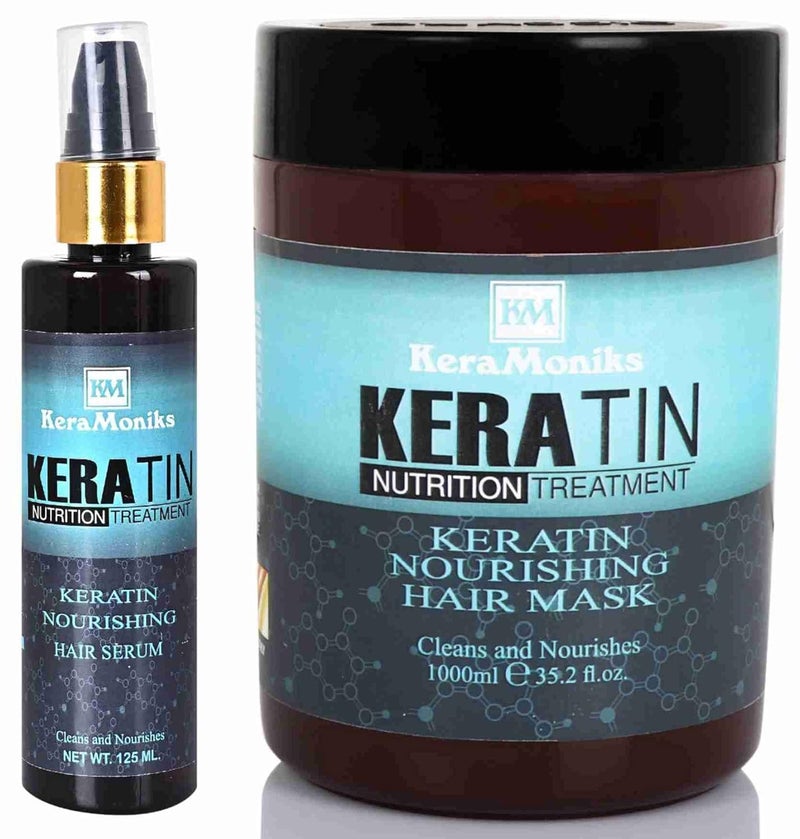 Keramoniks Keratin Nourishing Hair Mask 1000 ml  Keratin Hair Serum 125 ml Pack Of 2