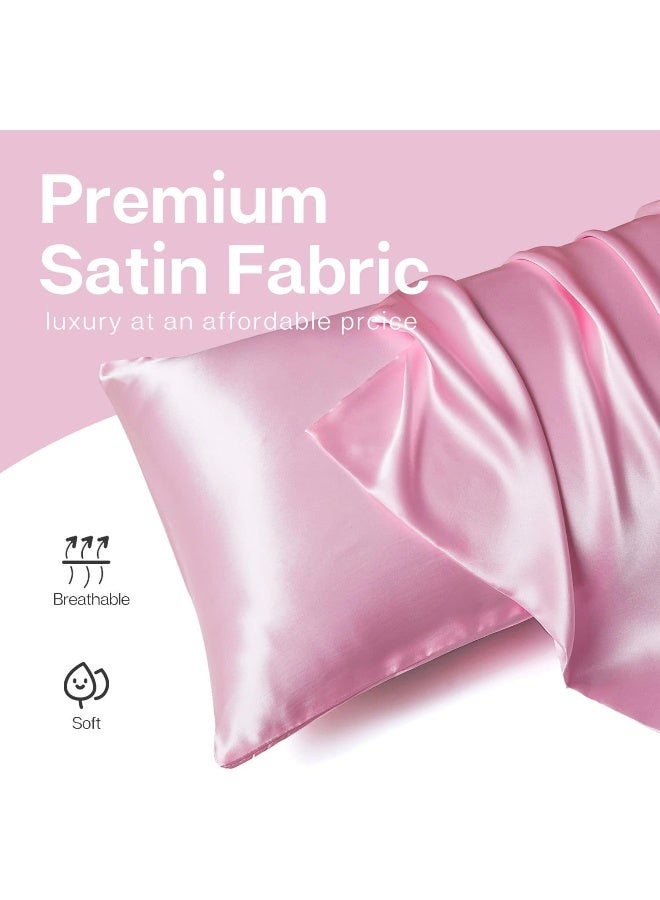 Somerfield Somer Field - Silk Pillowcases For Hair And Skin 2 Pack Standard Size with Envelope Closure (2 Pcs Pillowcases (50 x 75 cm) (Baby Pink) - Image 3