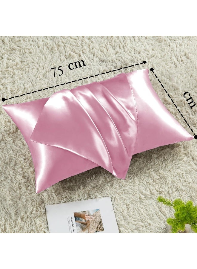 Somerfield Somer Field - Silk Pillowcases For Hair And Skin 2 Pack Standard Size with Envelope Closure (2 Pcs Pillowcases (50 x 75 cm) (Baby Pink) - Image 2