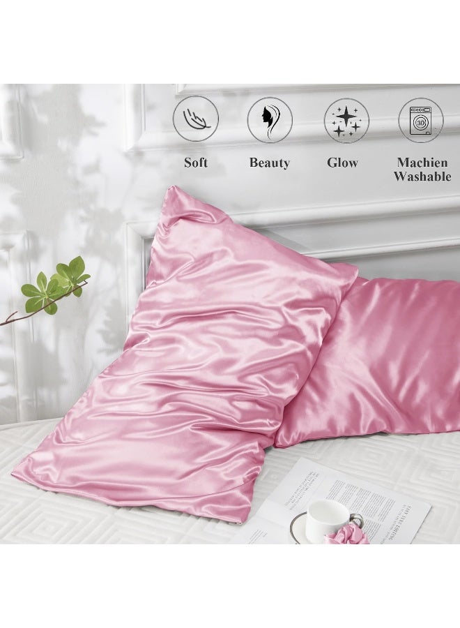 Somerfield Somer Field - Silk Pillowcases For Hair And Skin 2 Pack Standard Size with Envelope Closure (2 Pcs Pillowcases (50 x 75 cm) (Baby Pink) - Image 4
