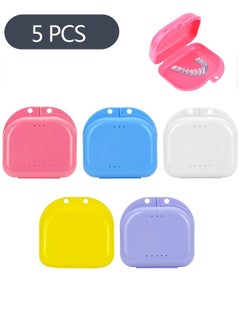 Ant 5 Piece Retainer False Teeth Container Box with Vent Holes Mouth Guard Case Dental Aligner Mouthpiece Case Tight Snap Lock Orthodontic Mouth Guard Case  - Image 1