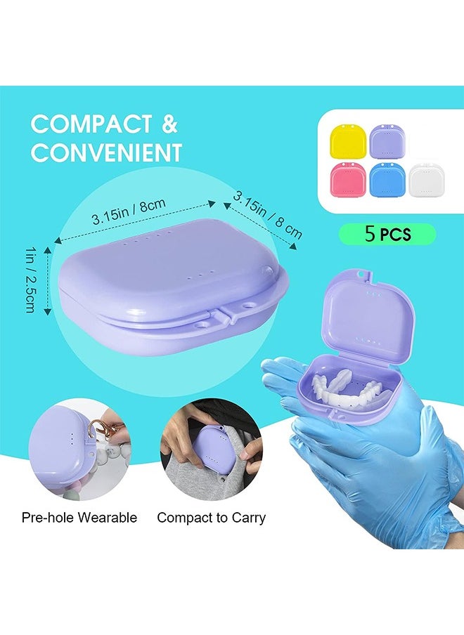 Ant - 5 Piece Retainer False Teeth Container Box with Vent Holes Mouth Guard Case Dental Aligner Mouthpiece Case Tight Snap Lock Orthodontic Mouth Guard Case - Image 1