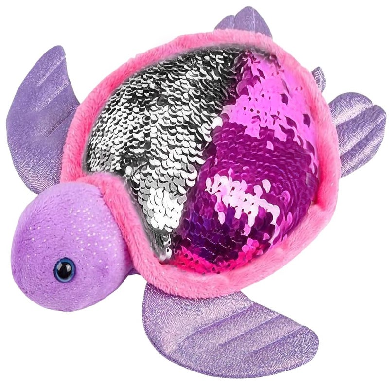 ArtCreativity Flip Sequin Sea Turtle Plush Toy 1PC Soft Stuffed Sea Turtle with Color Changing Sequins Cute Home and Nursery Animal Decorations Calming Fidget Toy for Girls Boys 105 Inches - Image 3