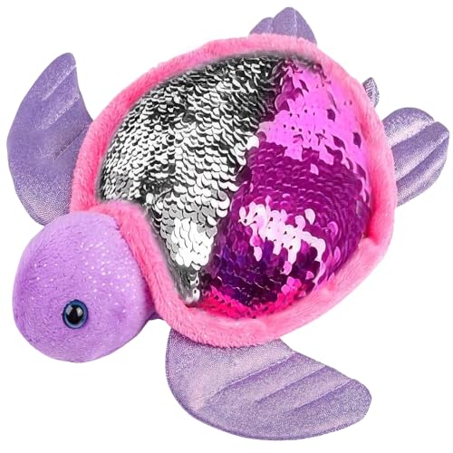ArtCreativity Flip Sequin Sea Turtle Plush Toy 1PC Soft Stuffed Sea Turtle with Color Changing Sequins Cute Home and Nursery Animal Decorations Calming Fidget Toy for Girls Boys 105 Inches - Image 1