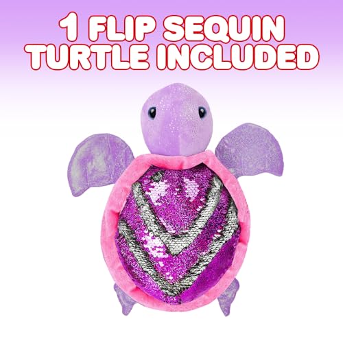 ArtCreativity Flip Sequin Sea Turtle Plush Toy 1PC Soft Stuffed Sea Turtle with Color Changing Sequins Cute Home and Nursery Animal Decorations Calming Fidget Toy for Girls Boys 105 Inches - Image 5