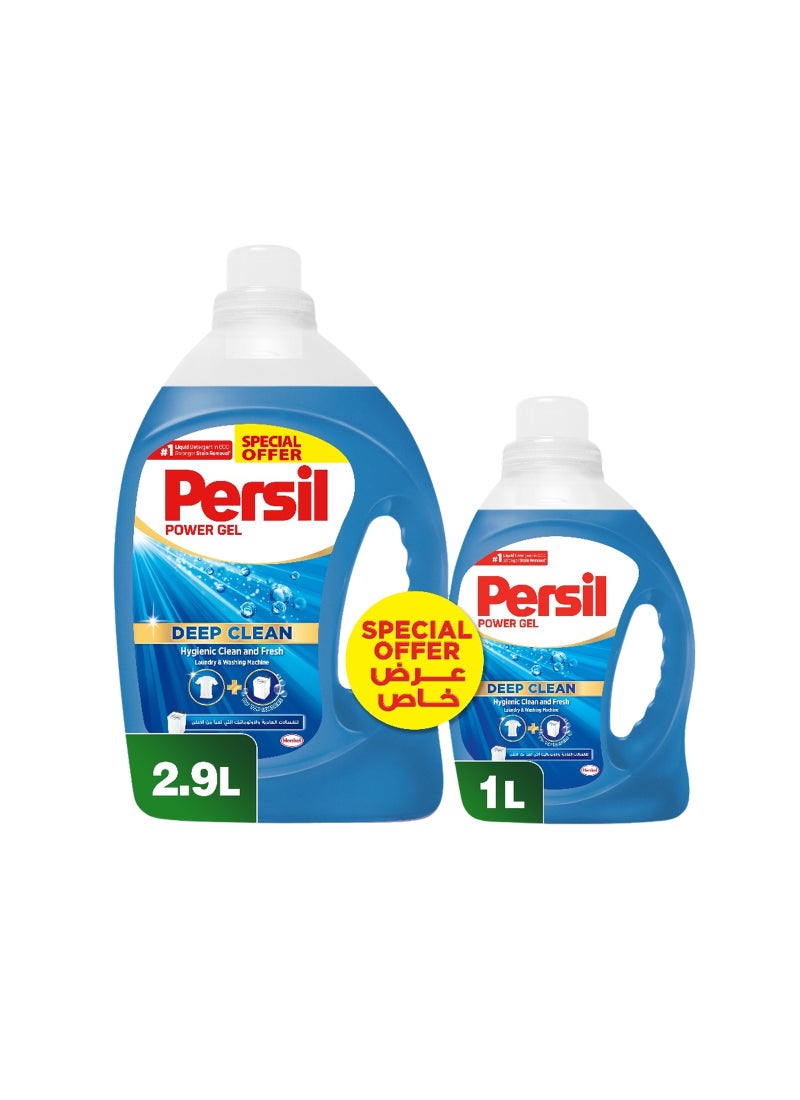 Persil Power Gel Liquid Laundry Detergent With Deep Clean Technology For Top Loading Washing Machines 2.9L + 1L