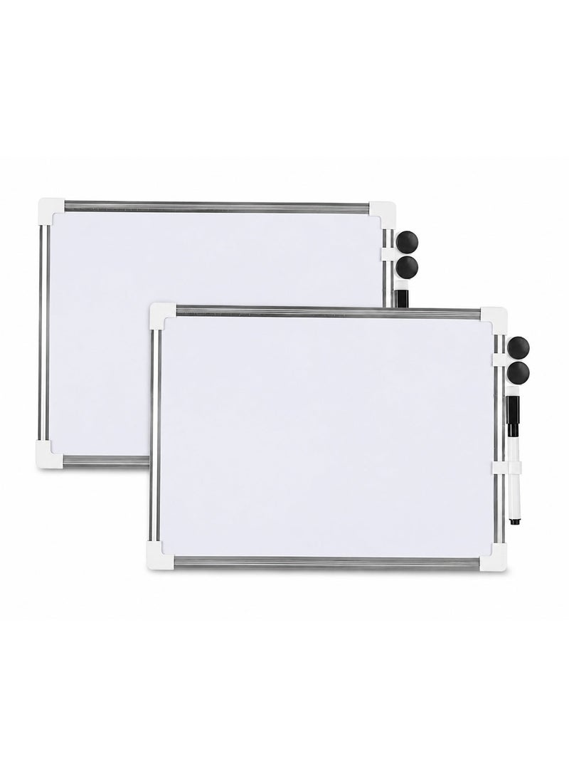 SLASA Small Dry Erase Board Pack of 2 – 30×40 cm, Aluminum Frame Whiteboard for Wall, Compact Writing Board for Office, Home, Classroom, Includes Marker and 2 Magnets - Image 1