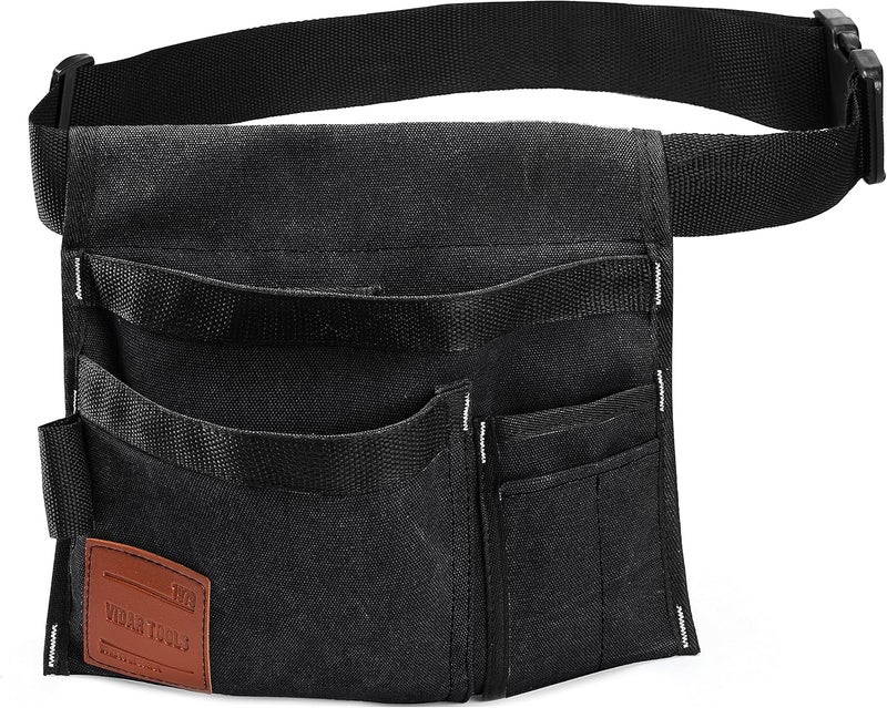 VIDAR TOOLS 6-Pocket Single Side Tool Belt Pouch/Utility Belt/Work Apron for Carpenter and Gardener.Durable Canvas Construction.Comfortable Adjustable Belt.Light Weight.BLACK - Image 1