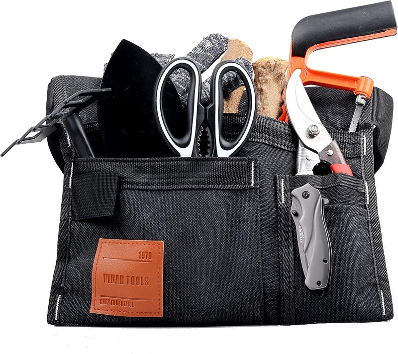 VIDAR TOOLS 6-Pocket Single Side Tool Belt Pouch/Utility Belt/Work Apron for Carpenter and Gardener.Durable Canvas Construction.Comfortable Adjustable Belt.Light Weight.BLACK - Image 5