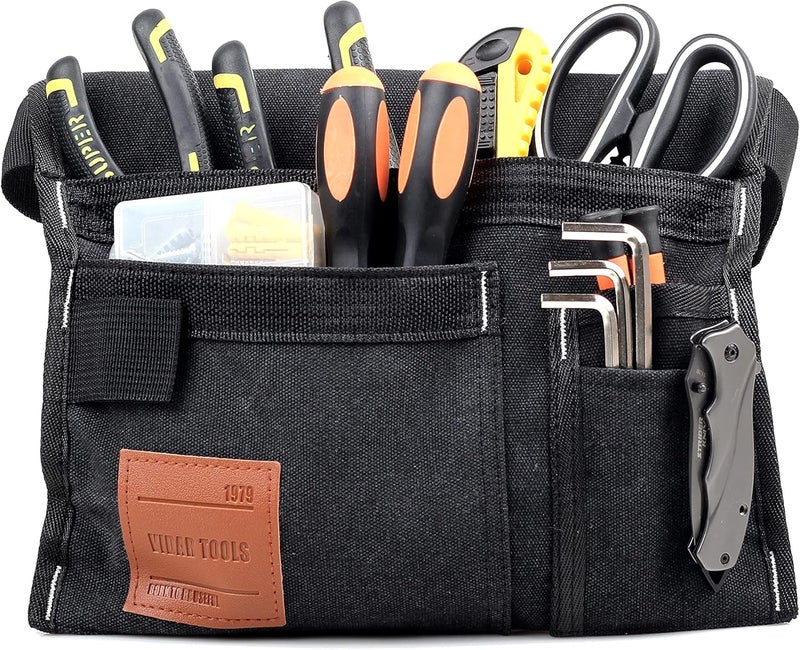 VIDAR TOOLS 6-Pocket Single Side Tool Belt Pouch/Utility Belt/Work Apron for Carpenter and Gardener.Durable Canvas Construction.Comfortable Adjustable Belt.Light Weight.BLACK - Image 4