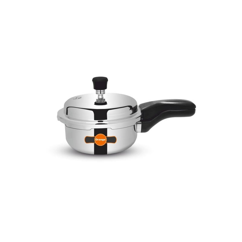 Orange Triply Stainless Steel Outer Lid Pressure Cooker With Strong, Sturdy Handle 1.5 Litre Capacity | Induction Friendly | Heavy Bottom | 2.5Mm Base Thickness | 5 Year Warranty | Steel Color - Image 1