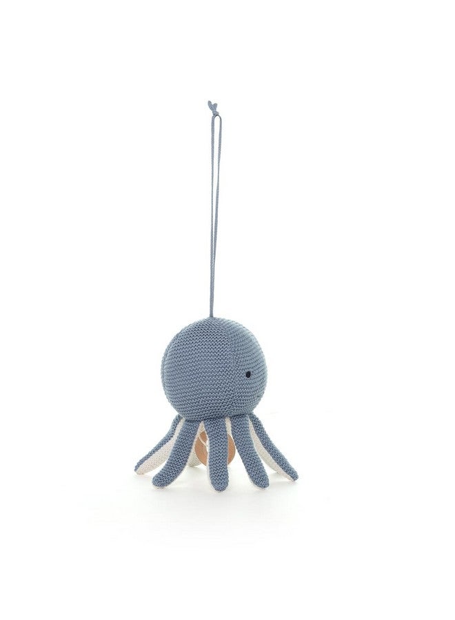 Pluchi Ozy Octopus Cotton Knitted Stuffed Soft Music Toy (22x10cm) (Smoke Blue) - Image 5