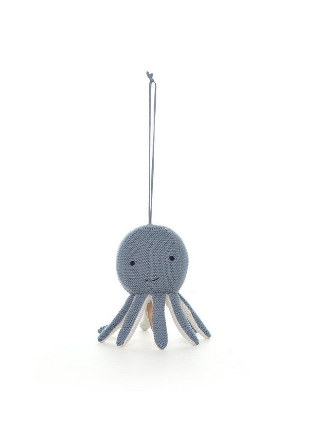 Pluchi Ozy Octopus Cotton Knitted Stuffed Soft Music Toy (22x10cm) (Smoke Blue) - Image 4