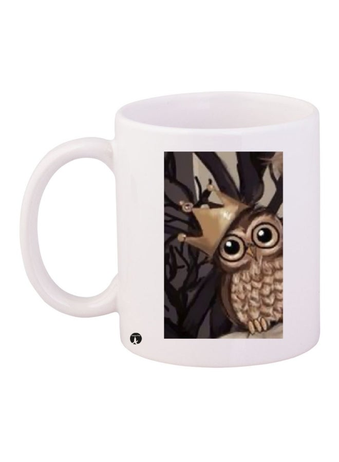 RYN Printed Ceramic Coffee Mug White/Brown