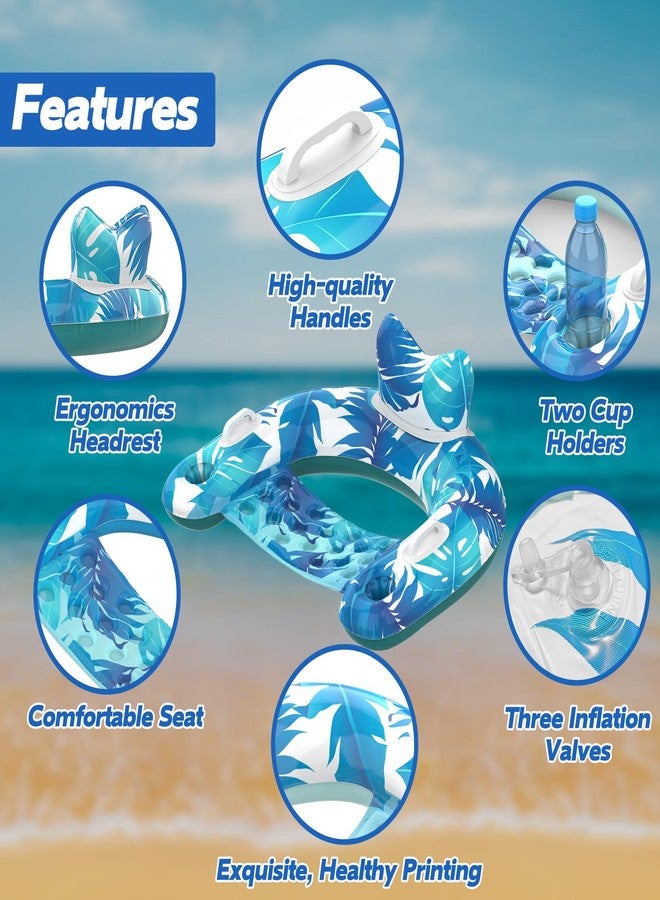 KEUCL Pool Floats, 3 Pack Inflatable Pool Float Chairs with Cupholders & Handles, Pool Floats Adult & Kids Perfect for Pool Lake & Rivers, Pool Toys Party, Relaxing Inflatable Chair for Swimming Pool - Image 3