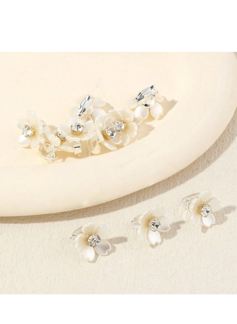 KHAJUL - 20-Piecs Flower Hair Clips,Mini Flower Hair Clips with Crystal Metal Claw Clips,Sparkling Hair Barrettes Nonslip Side Clip Hair Accessories for Women and Girls - Image 1